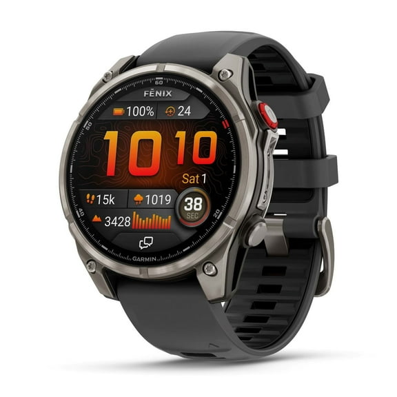 Garmin fēnix 8 Pro, 47mm, AMOLED Display, Premium Connected Multisport GPS Smartwatch, inReach® Technology, Sapphire, Titanium with Graphite/Black Silicone Band