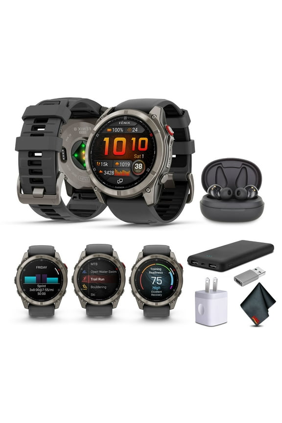 Fenix 8 Pro, 51mm, AMOLED Display, inReach Technology, Premium Connected Multisport Fitness Tracker GPS Smartwatch, Sapphire Titanium with Graphite/Black Silicone Band