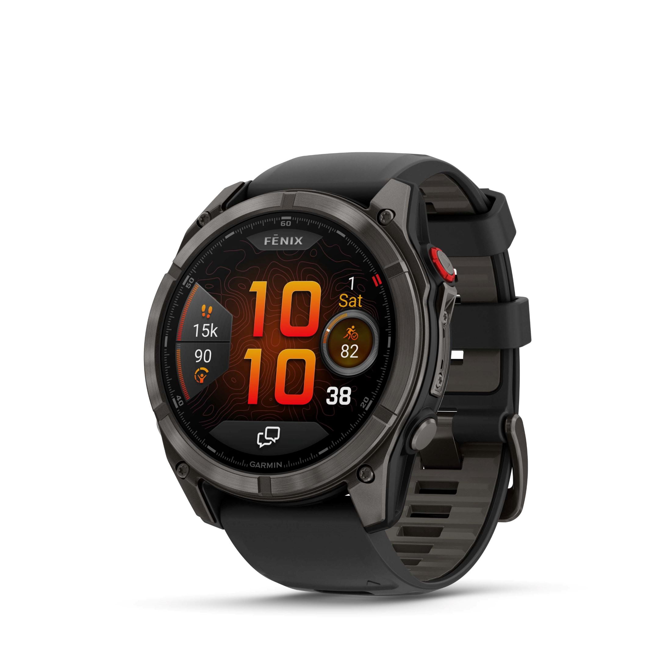 Garmin fēnix 8 Pro, 51mm, AMOLED Display, Premium Connected Multisport GPS Smartwatch, inReach® Technology, Sapphire, Carbon Gray DLC Titanium with Black/Pebble Gray Silicone Band