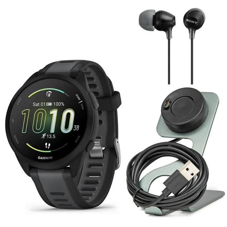Garmin Forerunner 165 Music GPS Running Smartwatch (Black-Slate