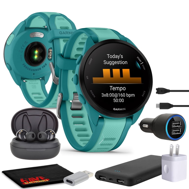 Garmin Forerunner 165 Music GPS Running Smartwatch, Turquoise and