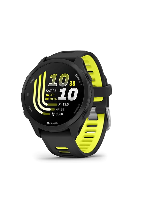 Forerunner® 170 Music, GPS Running Smartwatch, Advanced Training Metrics and Recovery Insights Plus Music Storage, Black with Black/Amp Yellow Band