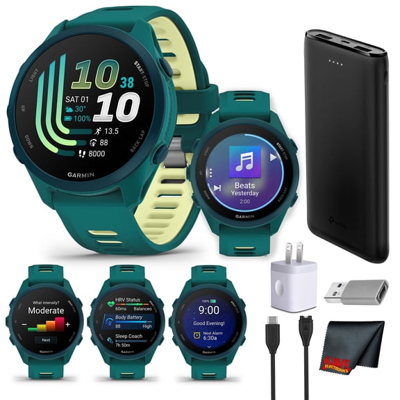 Garmin Forerunner 170 Music GPS Running Smartwatch | Green/Cool Lavender | Heart Rate Monitor, Wireless Music Streaming, Activity Tracking Kit