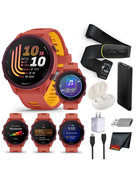 Forerunner 170 Music GPS Running Smartwatch | Red Pink/Mango | Music Storage