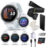 Garmin Forerunner 170 Music GPS Running Smartwatch | White/Cloud Blue | Heart Rate Monitor, Wireless Music Streaming, Activity Tracking Kit