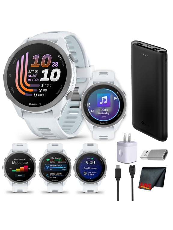 Forerunner 170 Music GPS Running Smartwatch | White/Cloud Blue | Heart Rate Monitor, Wireless Music Streaming, Activity Tracking Kit