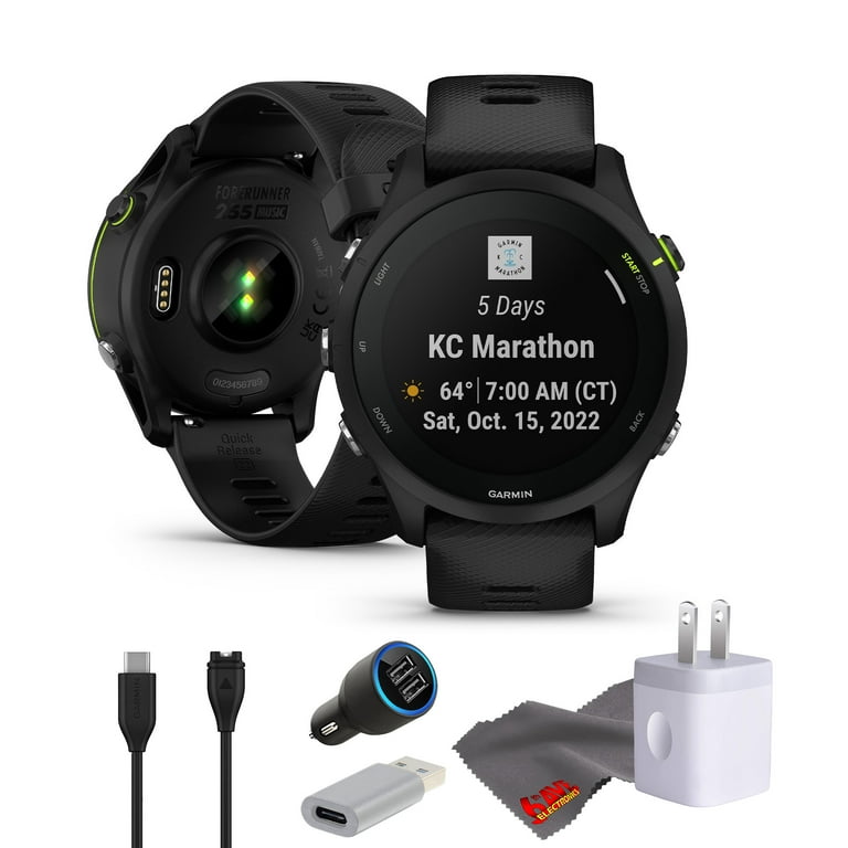 Garmin Forerunner 255 Music GPS Running Smartwatch Advanced Insights Long Lasting Battery 46MM Fitness Smart Watch for Men and Women Black Bundle Walmart