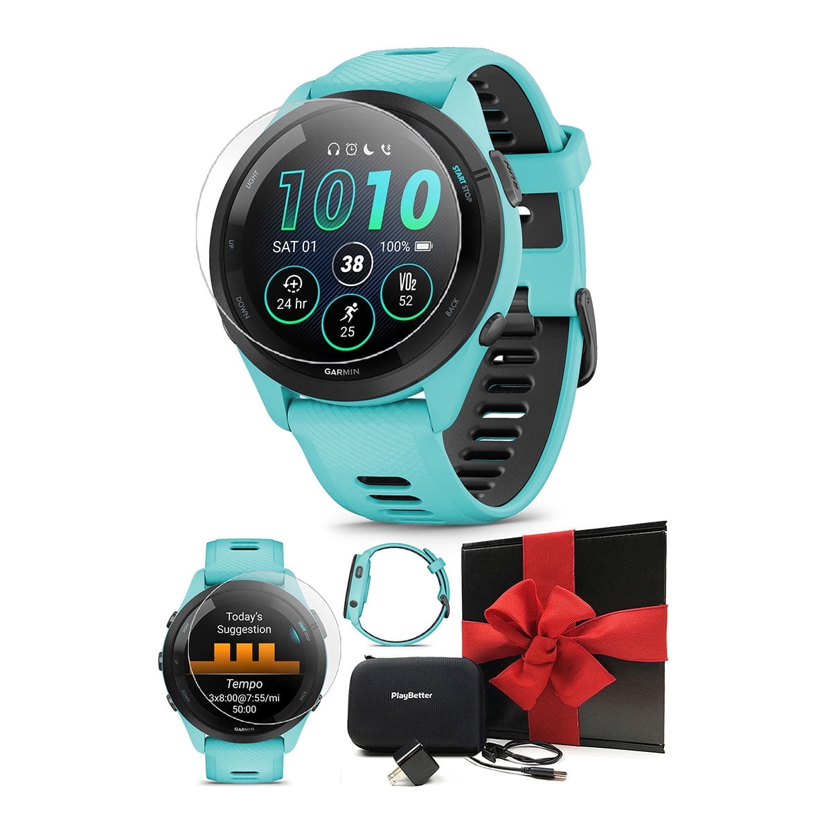 Garmin Forerunner 265 (Aqua/Black) Running GPS Smartwatch