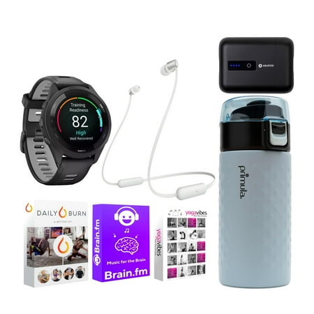 Garmin Forerunner 265 GPS Running Smartwatch (Black/Gray) Performance Bundle