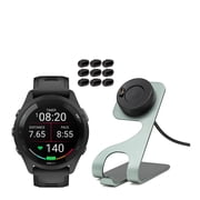 Garmin Forerunner 265 GPS Running Smartwatch Black with Charger Stand Bundle