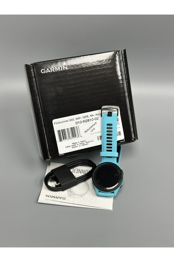 Pre-Owned Garmin Forerunner 265 GPS Running Watch - Aqua 46 mm