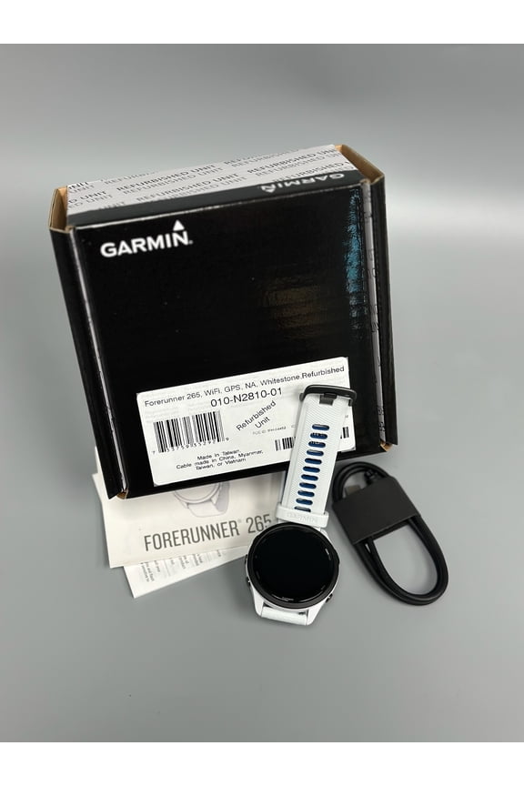 Pre-Owned Garmin Forerunner 265 GPS Running Smart Watch, Whitestone 46 mm, 1 Each
