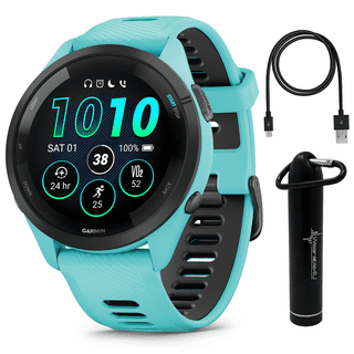 Garmin Forerunner 255, GPS Running Smartwatch, Advanced Insights,  Long-Lasting Battery, Tidal Blue with Charging Base, USB Car/Wall Adapters  & 6Ave Cleaning Kit 