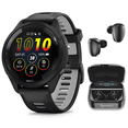 thumbnail image 1 of Garmin Forerunner 265 Music GPS Running Smartwatch, Black with AMOLED 1.3 in Touchscreen Display with Wearable4U Black EarBuds Bundle, 1 of 6