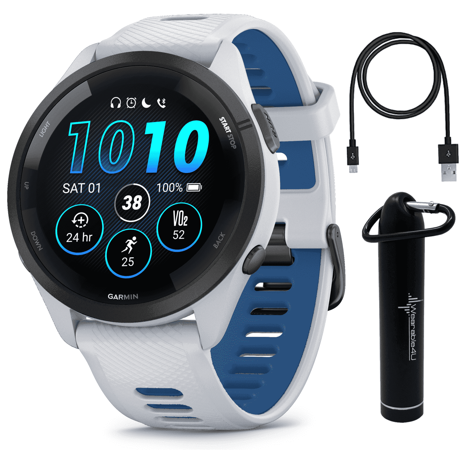 GARMIN FORERUNNER 265 GPSウォッチ Garmin Forerunner 265 GPS, Music, Whitestone with Power Bank