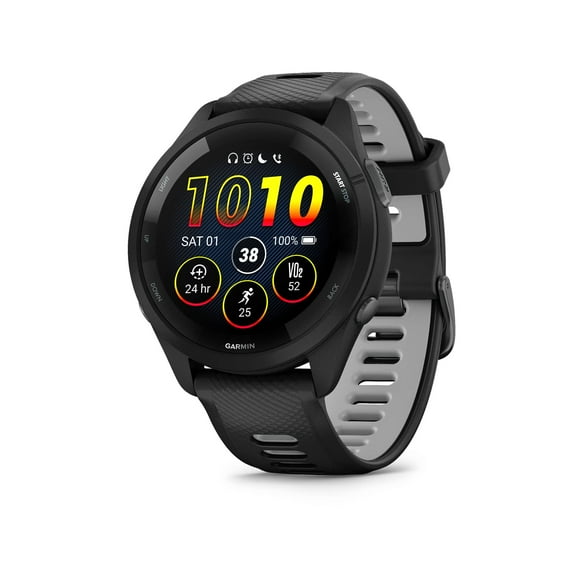 Garmin Forerunner 265 Running Smartwatch, Colorful AMOLED Display, Training Metrics and Recovery Insights, Black and Powder Gray
