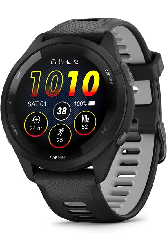 Forerunner 265 Running Smartwatch, Colorful AMOLED Display, Training Metrics and Recovery Insights, Black and Powder Gray