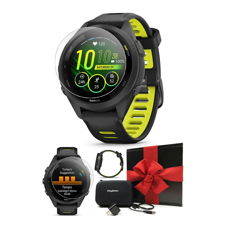 Garmin Forerunner 265S Black Amp Yellow Running GPS Smartwatch