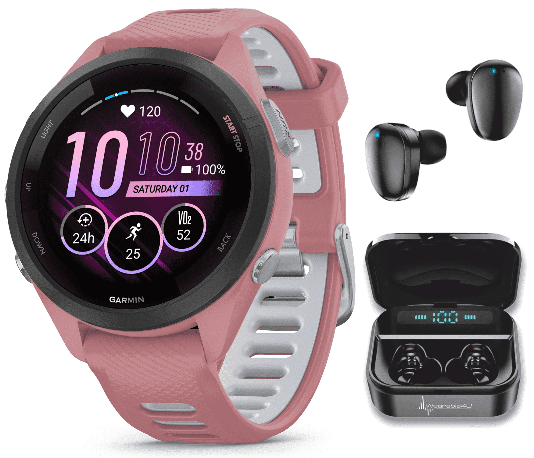 Garmin Forerunner 265S Music GPS Running Smartwatch, Pink with