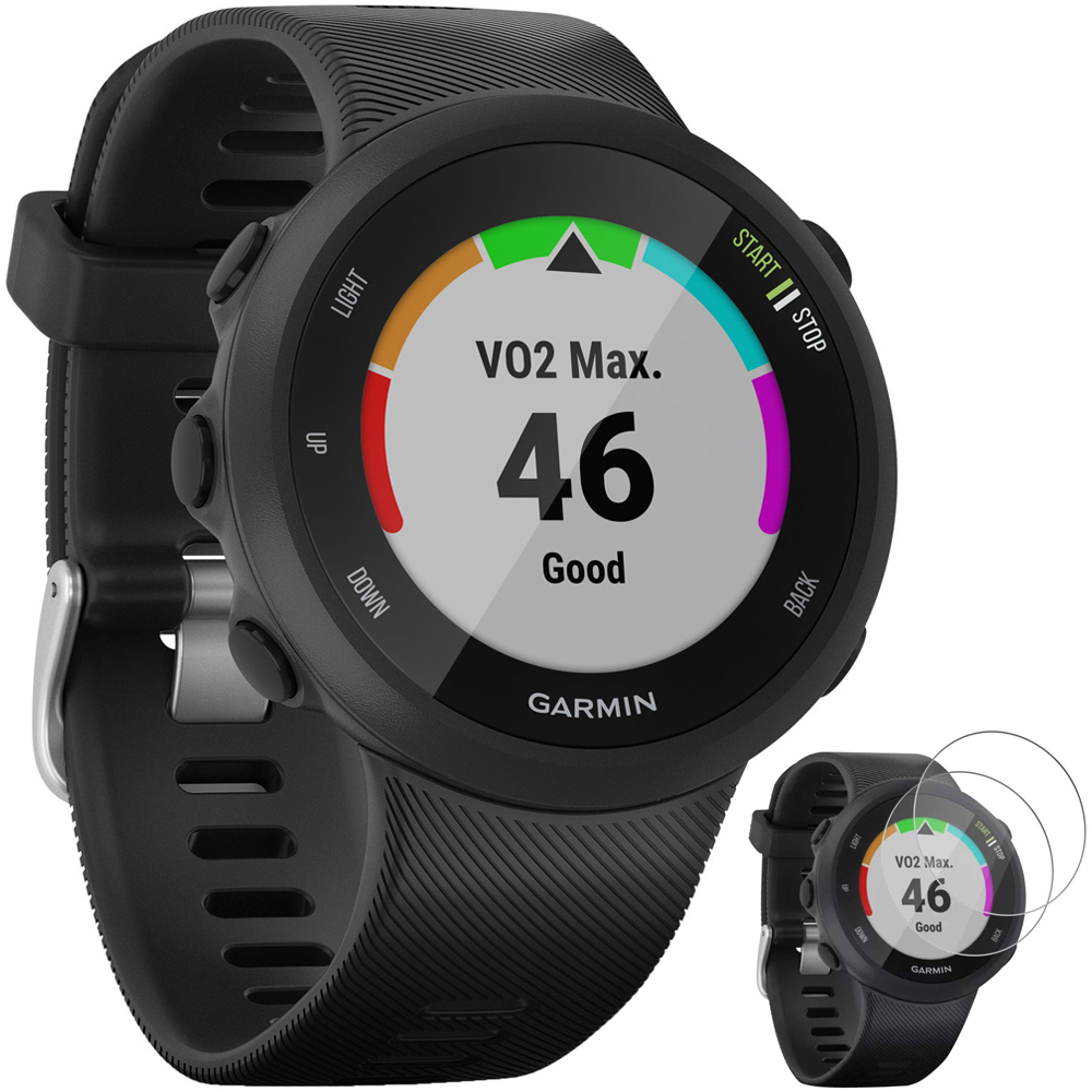 Garmin Forerunner 45 GPS Running Watch 45mm Black (010-02156-05) with Deco Gear Garmin Forerunner 45/S Tempered Glass Screen Protector 2-Pack - image 1 of 10