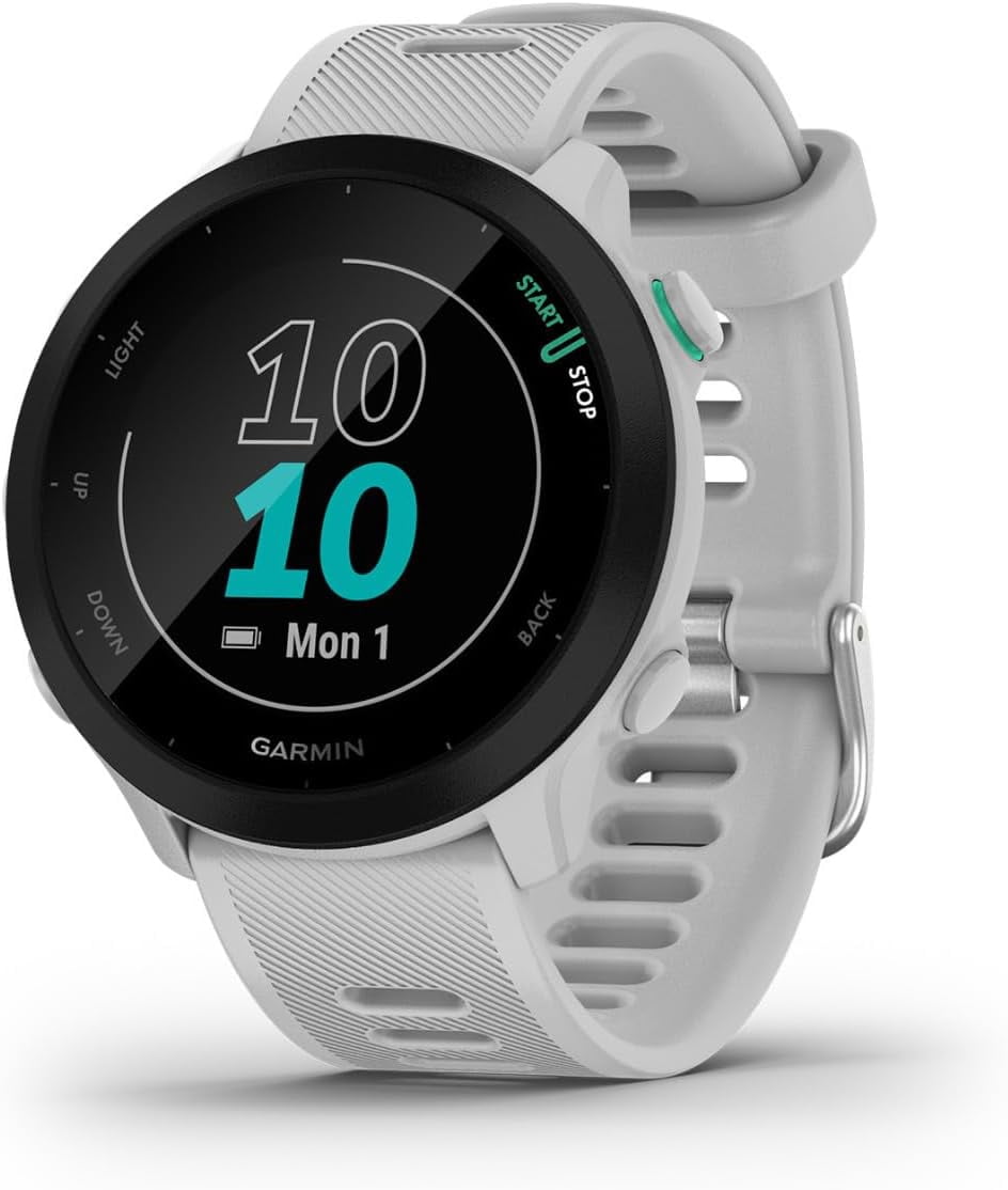 Garmin Forerunner 55, GPS Running Watch with Daily Suggested Workouts, Up to 2 Weeks of Battery Life, White (SOLD WITHOUT MANUFACTURER WARRANTY)