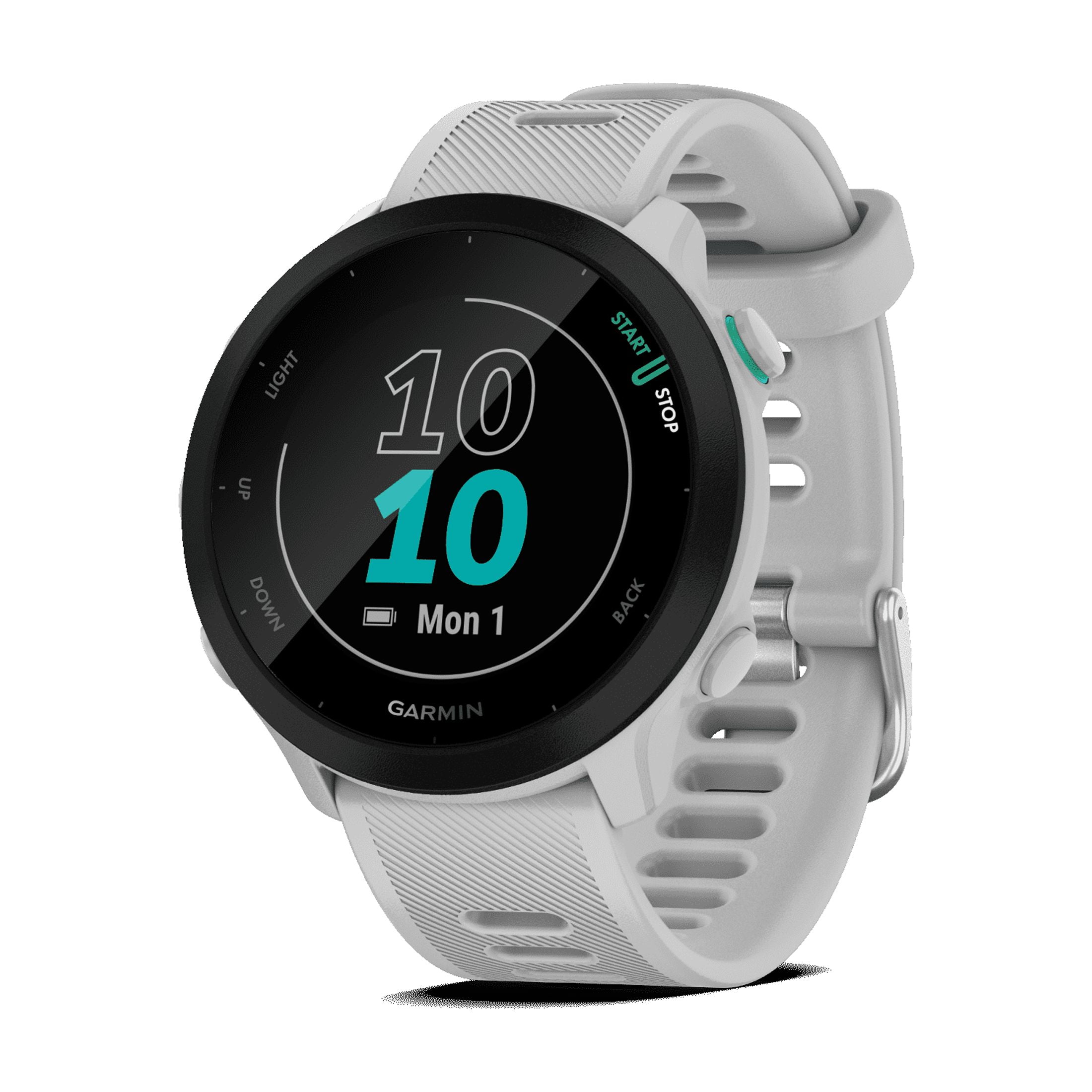Open Box Garmin Forerunner 55, GPS Running Watch with Daily Suggested Workouts, Up to 2 weeks of Battery Life, White