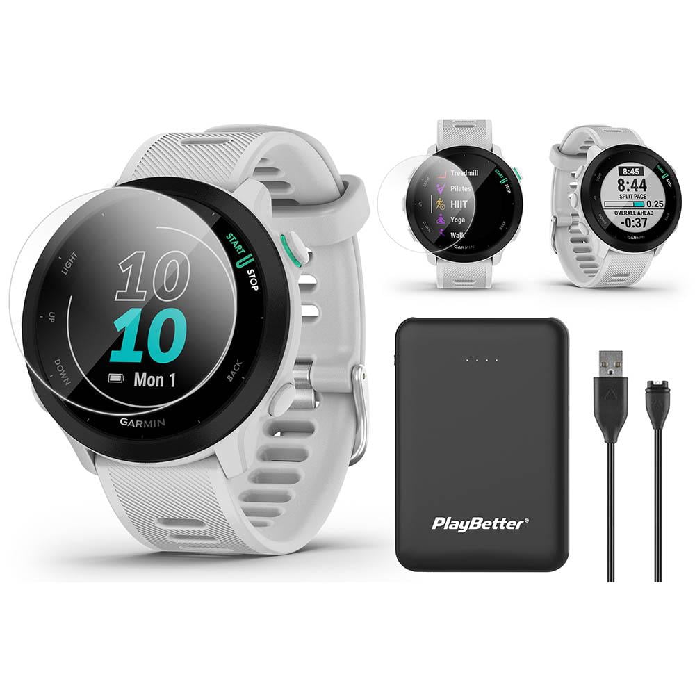 Garmin Forerunner 55 (Black) GPS Running Smartwatch Power Bundle with  PlayBetter Portable Charger & HD Screen Protectors 