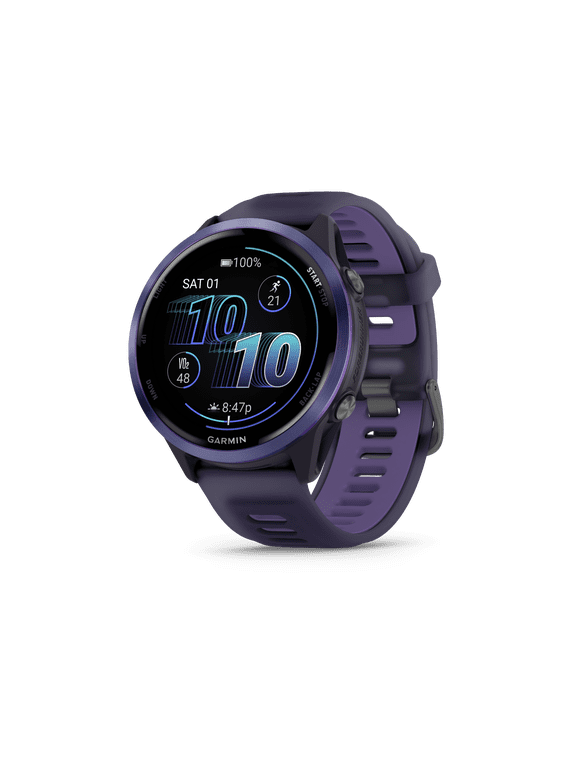 Forerunner 570, 47mm, Advanced GPS Running and Triathlon Smartwatch, AMOLED Display, Training and Recovery Features, Indigo Aluminum with Translucent Imperial Purple/Indigo Band