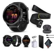 Garmin Forerunner 570 Running Smartwatch, 47MM WiFi, GPS Fitness Smart Watch For Men And Women, Slate Gray Aluminum with Translucent Black/Black Band  + Access 600 Fitness Monitor, XS-S  + More