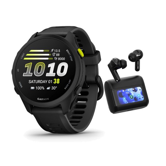 Garmin Forerunner 70 AMOLED GPS Running Smartwatch (Black) Bundle with T710 Earbuds (2 Items)