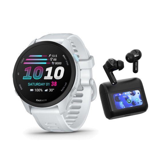 Garmin Forerunner 70 AMOLED GPS Running Smartwatch (Whitestone) Bundle with T710 Earbuds (2 Items)