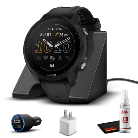 Garmin Forerunner 955 (Black) Running & Triathlon Smartwatch Travel Bundle - Touchscreen, Multi-Band GPS, & Training Status with Watch Charging Base & 6Ave Travel Kit