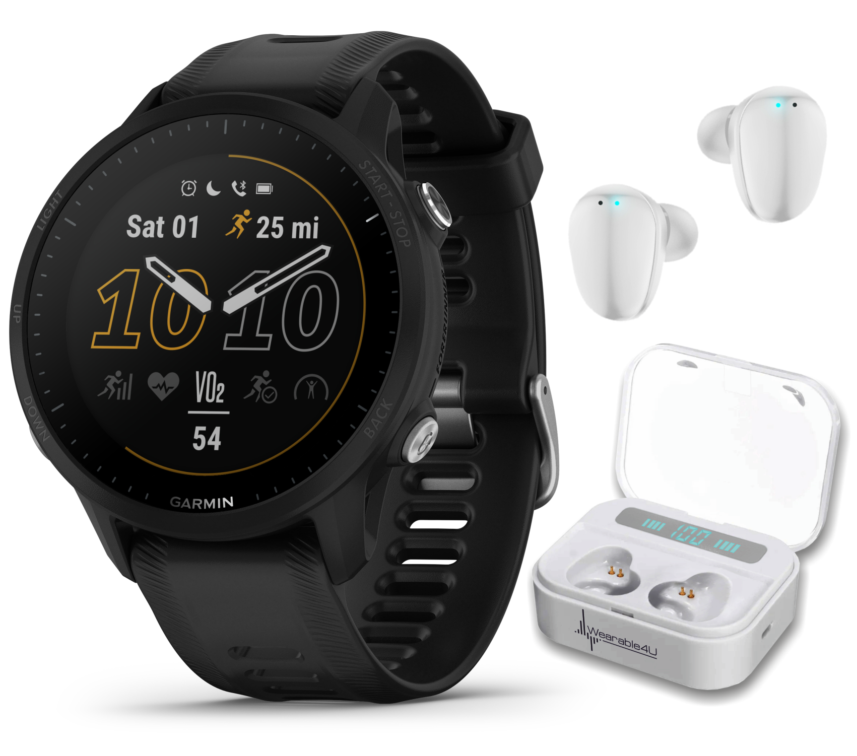 Garmin Forerunner 955 GPS Running Smartwatch Black 010 02638 10 and White EarBuds Walmart