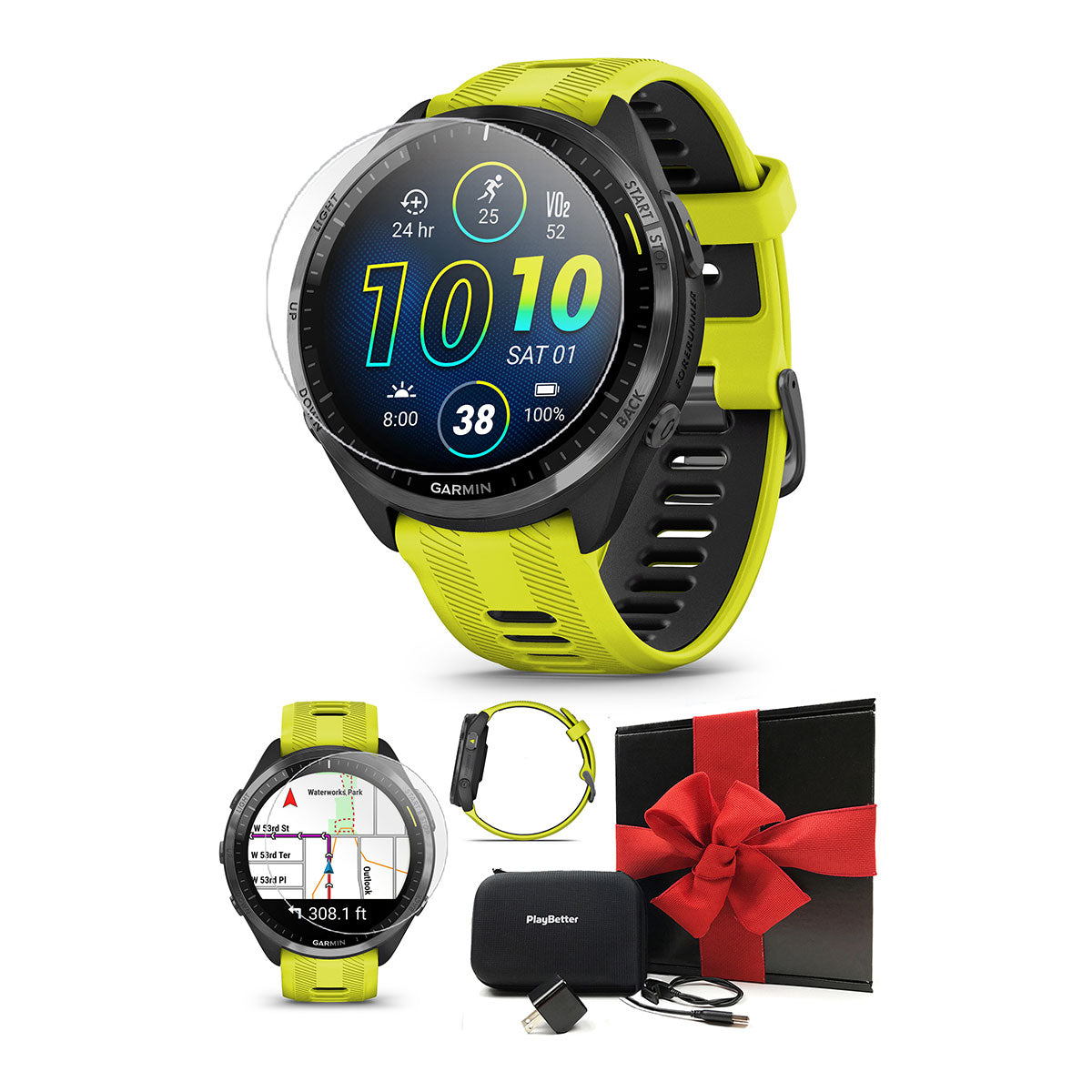 Garmin Forerunner 965 (Amp Yellow/Black) Premium Running GPS Smartwatch | Gift Box with PlayBetter HD Screen Protectors, Wall Adapter & Case - image 1 of 7