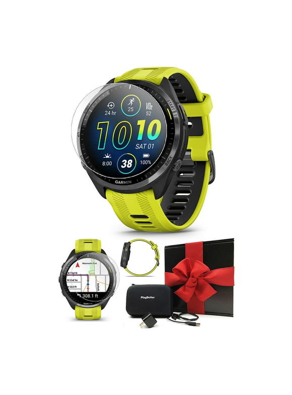 Garmin Forerunner 965 (Amp Yellow/Black) Premium Running GPS Smartwatch | Gift Box with PlayBetter HD Screen Protectors, Wall Adapter & Case