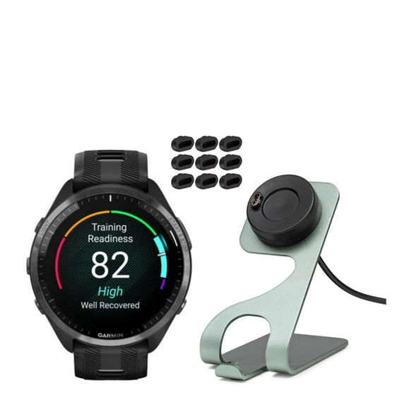 Garmin Forerunner 965 GPS Running Smartwatch (Black) with Charger Stand Bundle