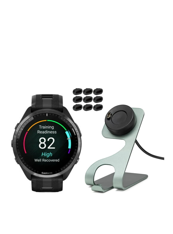 Garmin Forerunner 965 GPS Running Smartwatch (Black) with Charger Stand Bundle