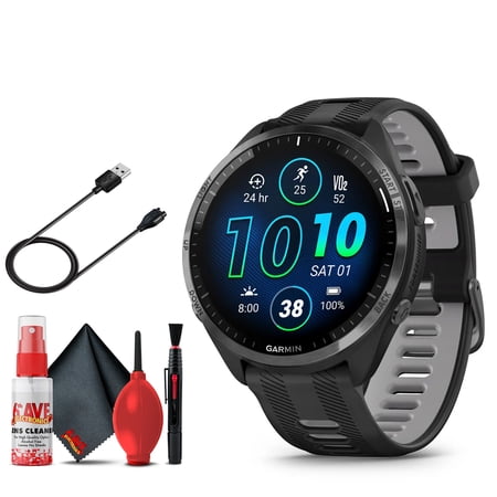 Garmin Forerunner 965 Smartwatch (Black) Bundle with 6Ave Cleaning Kit