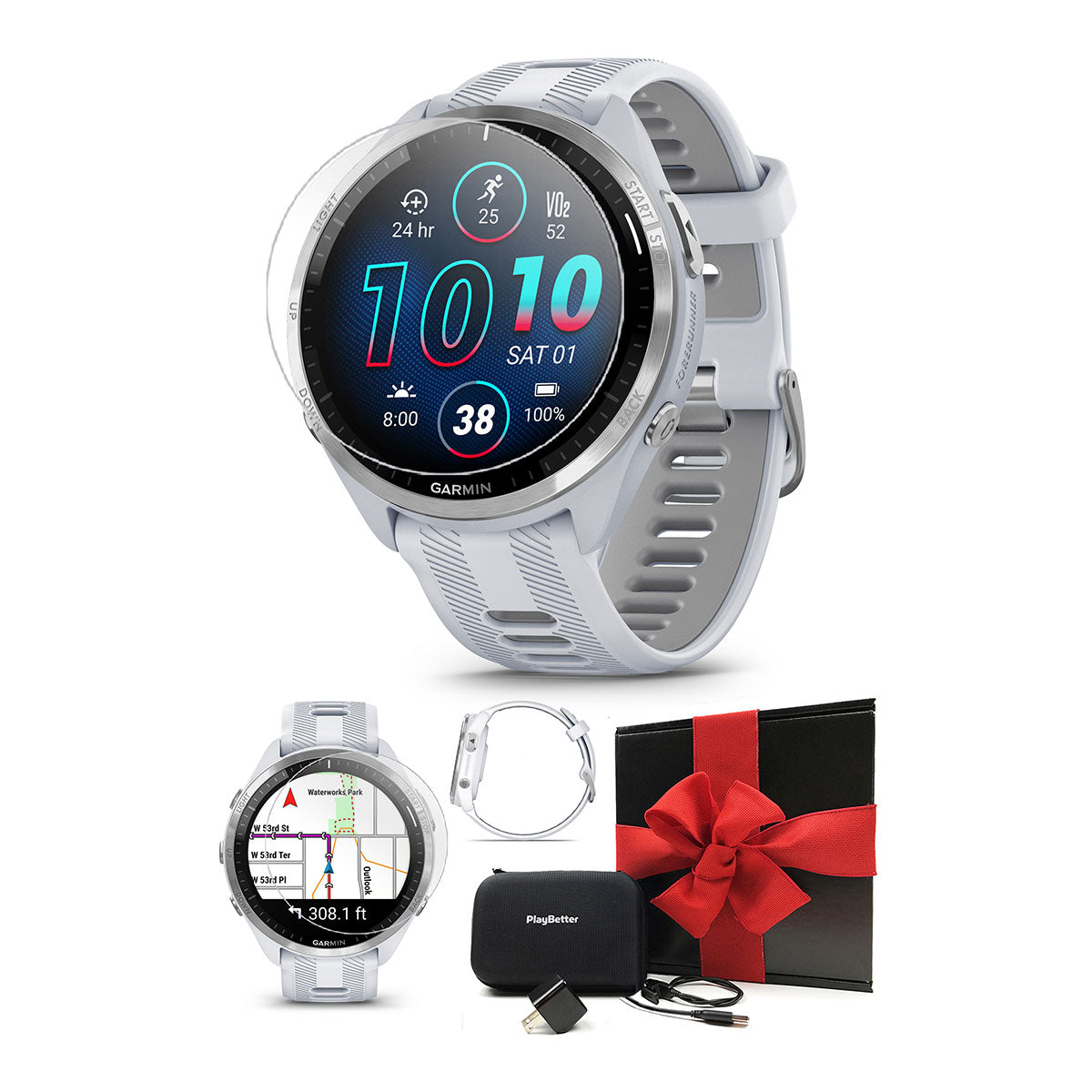 Garmin Forerunner 965 (Whitestone) Premium Running GPS Smartwatch | Gift Box with PlayBetter HD Screen Protectors, Wall Adapter & Case - image 1 of 7