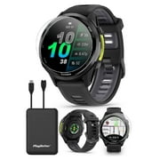 Garmin Forerunner 970 (Black/White) Running & Triathlon GPS Smartwatch Bundle with PlayBetter Portable Charger & HD Screen Protectors