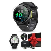 Garmin Forerunner 970 (Black/White) Running & Triathlon GPS Smartwatch Gift Box Bundle with PlayBetter HD Screen Protectors, Wall Adapter & Hard Case