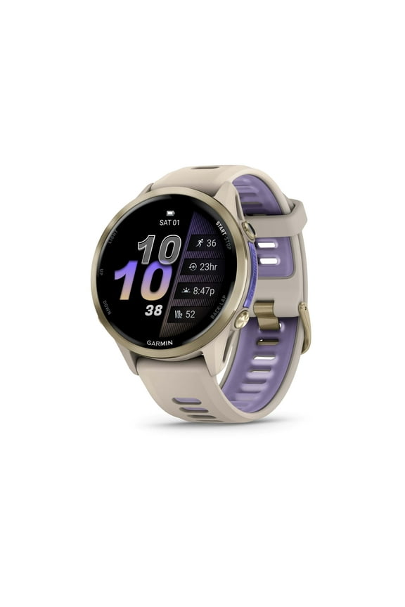 Forerunner 970, Premium GPS Running and Triathlon Smartwatch, AMOLED Display, Built-In LED Flashlight, Soft Gold Titanium with French Gray Case and French Gray/Translucent Indigo Band