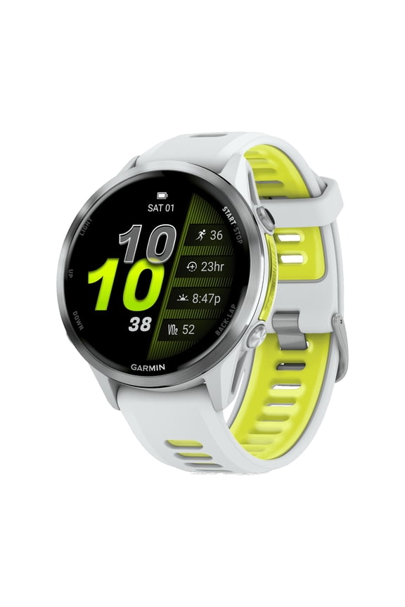 Forerunner 970®, Premium GPS Running and Triathlon Smartwatch, AMOLED Display, Built-In LED Flashlight,, Titanium with Whitestone Case and Whitestone/Translucent Amp Yellow Band