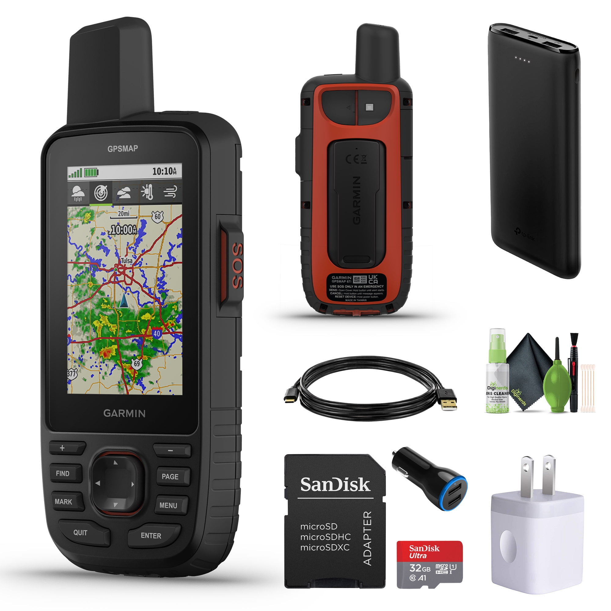Garmin GPSMAP 67i Rugged Hiking GPS Premium inReach Satellite Technology Mapping Bundle with Accessories