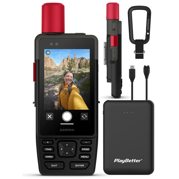 Garmin GPSMAP H1i Plus Premium GPS Handheld Navigator Bundle - inReach Plus Satellite Technology with PlayBetter Portable Charger