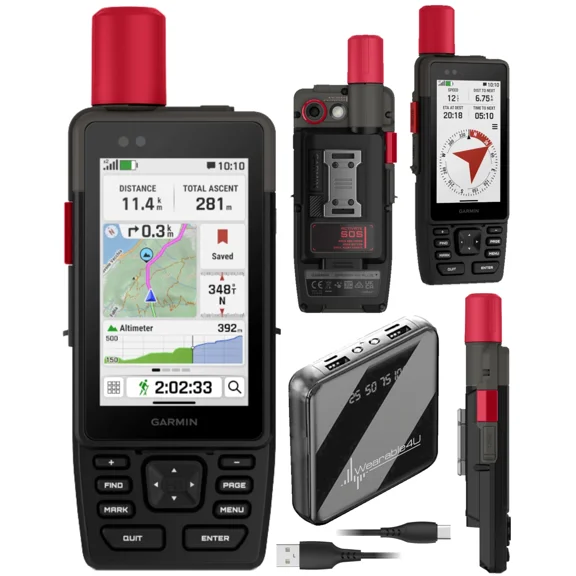 Garmin GPSMAP H1i Plus, Premium GPS Handheld Navigator w/ inReach Plus Technology, Camera/Mic, SOS & Messaging, Touchscreen & Buttons w/ Wearable4U PowerBank Bundle