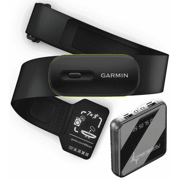 Garmin HRM 600 Premium Heart Rate Monitor with Running Dynamics, M–XL Strap (28"-42") with Wearable4U PowerBank Bundle