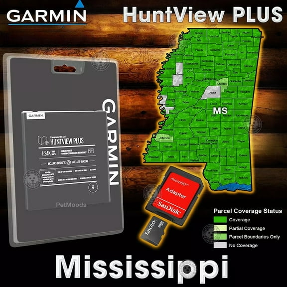 Garmin Huntview Plus 2024 Preprogrammed Data Card MicroSD/SD - Mississippi
