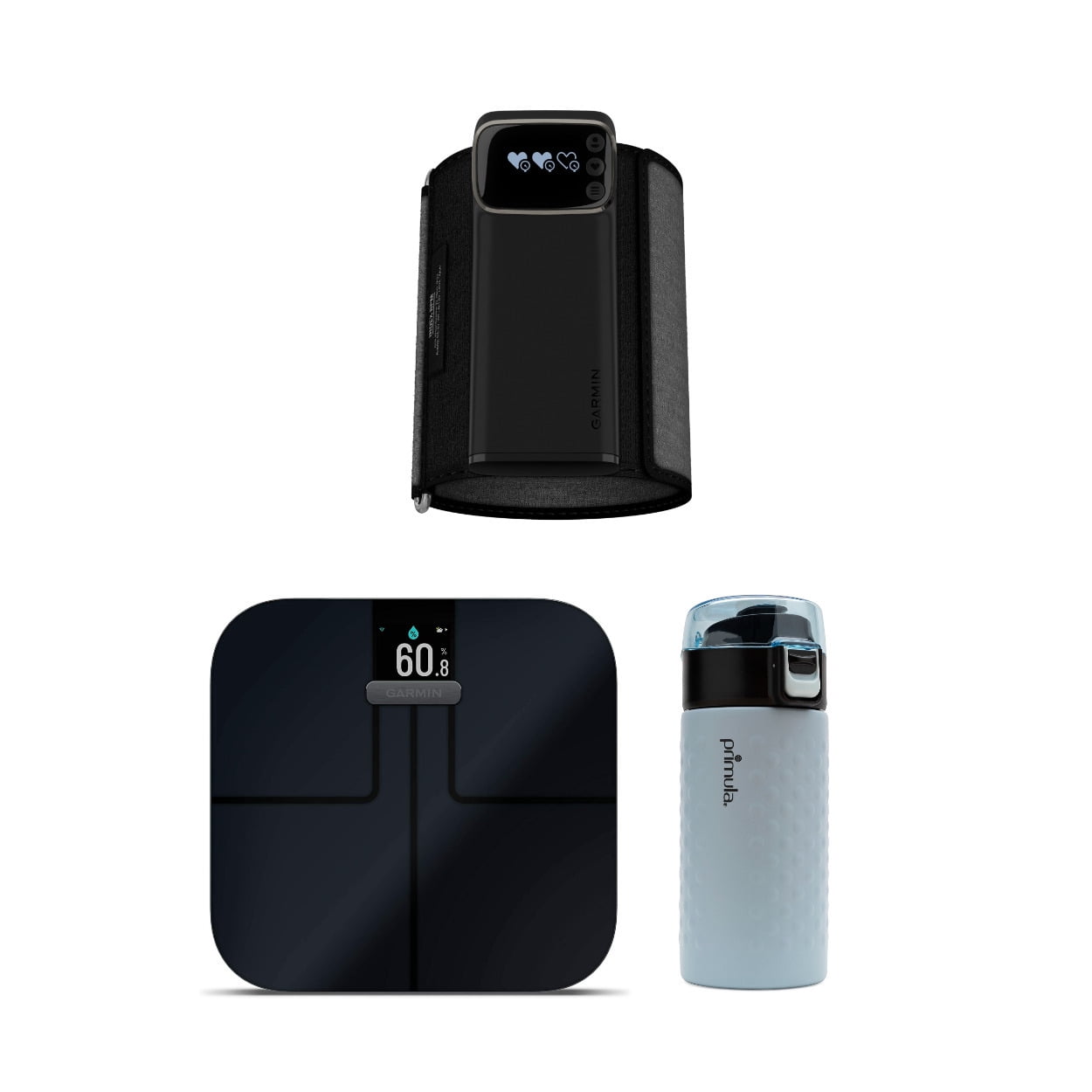 Garmin Index BPM Smart Blood Pressure Monitor Bundle with Smart Bathroom Scale and Tumbler
