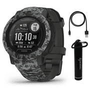 Garmin Instinct 2 Camo Edition GPS Rugged Outdoor Smartwatch, Graphite Camo with Multi-GNSS Support, Smart notifications with Wearable4U Power Bundle